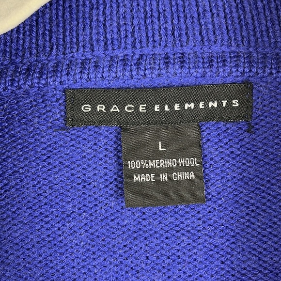 Grace Elements flared merino wool 3/4 sleeve cardigan belt closure Sz L - Picture 6 of 10